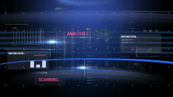 Animação Digital Uma Tela Com Códigos Interface Gráficos Texto Que — Vídeo de Stock