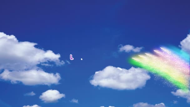儿童文字的数字动画 读出美好生活 背景是蓝天白云 — 图库视频影像