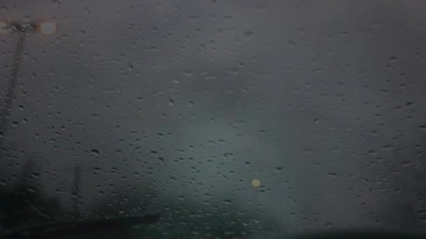 Digital Animation Windshield Stormy Day Windshield Wiper Slowly Running Glass — Stock Video