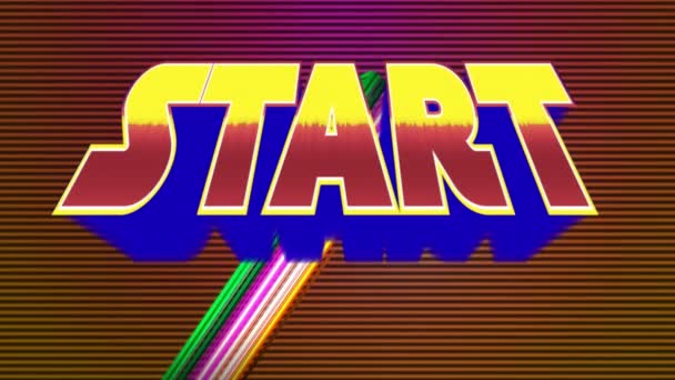 Digitale Animatie Van Arcade Gaming Start Tekst Daarachter Een Groep — Stockvideo