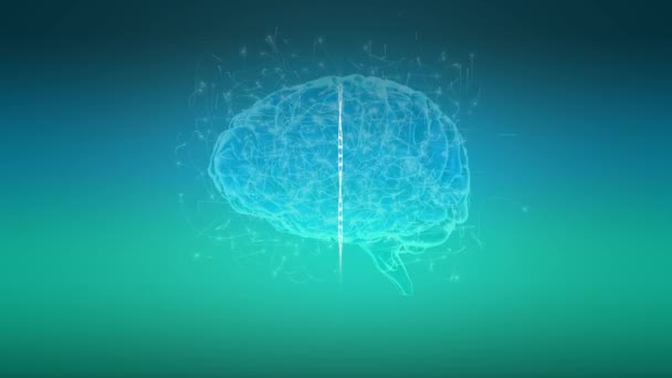 Animação Digital Cérebro Com Hélice Dna Cérebro Tem Neurónios Voar — Vídeo de Stock