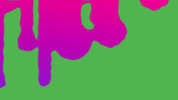 Animação Digital Pingando Tinta Rosa Salpicada Superfície Verde — Vídeo de Stock