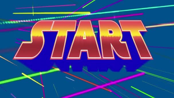 Digitale Animatie Van Video Game Thema Tekst Die Leest Start — Stockvideo