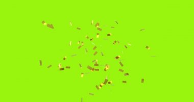 Sarı yeşil arka plan 4k karşı düşen altın konfeti dijital animasyon