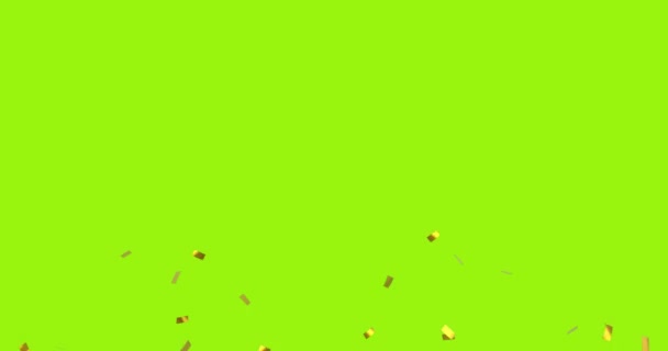 Animation numérique de confettis dorés tombant sur un fond jaune vert 4k 