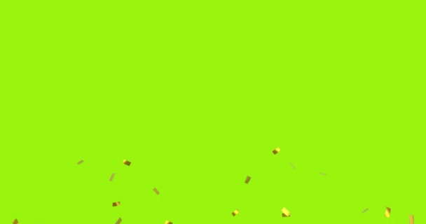 Digitale Animatie Van Gouden Confetti Vallen Tegen Een Gele Groene — Stockvideo