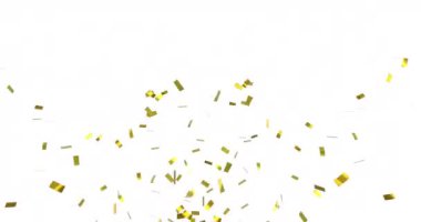 Altın konfeti dijital animasyon beyaz bir arka plan 4k karşı düşen