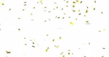 Altın konfeti dijital animasyon beyaz bir arka plan 4k karşı düşen