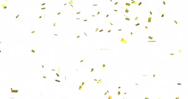 白い背景に落ちる金紙吹雪のデジタルアニメーション — ストック動画
