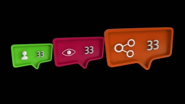Animación Digital Los Ojos Conectar Seguir Los Iconos Burbujas Mensajes — Vídeos de Stock