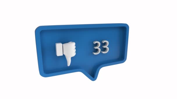 Digital Animation Dislike Icon Increasing Count Blue Message Bubble Social — Stock Video