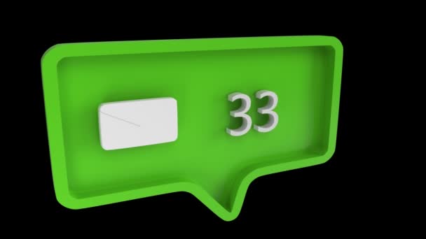 Цифрова Анімація Коментарів Збільшуються Кількості Зеленій Бульбашці Повідомлень Фон Чорний — стокове відео