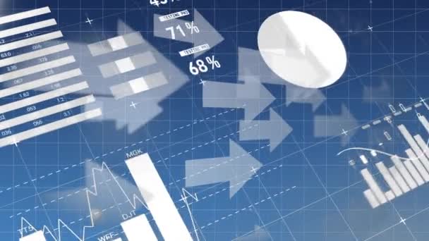 Digitale Animation Von Diagrammen Und Statistiken Die Sich Über Den — Stockvideo