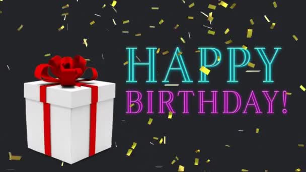 Animación Digital Saludo Cumpleaños Con Confeti Junto Saludo Hay Una — Vídeo de stock