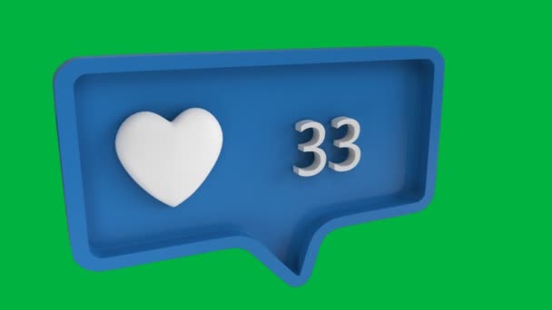 Digital Animation Heart Icon Increasing Count Blue Message Bubble Background — Stock Video