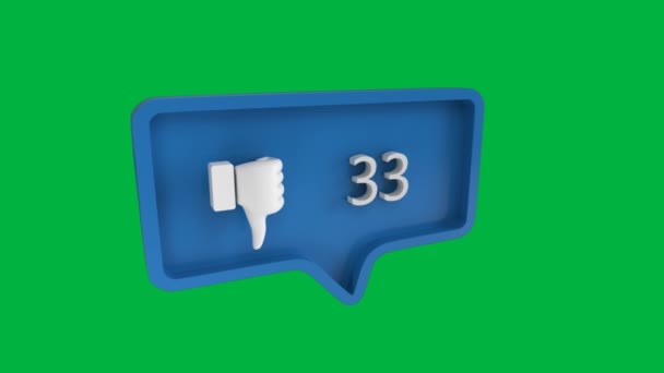 Digital Animation Dislike Icon Increasing Count Blue Message Bubble Background — Stock Video