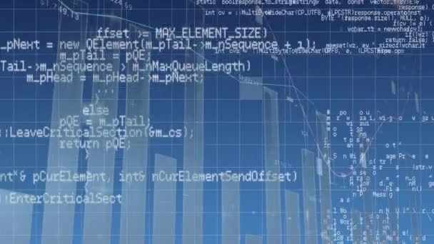 Animación Digital Códigos Programa Gráficos Estadísticas Están Cruzando Fondo — Vídeos de Stock