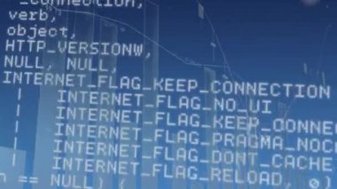 Program kodlarının dijital animasyonu. Grafikler ve istatistikler arka planı sağa doğru geçiyor