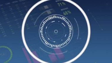 Grafiklerin ve istatistiklerin arka planda hareket eden dijital animasyonu. Oklar ön planda yukarı doğru hareket ediyor