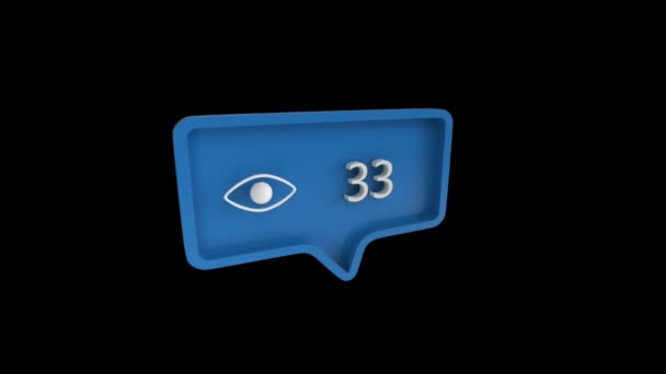 Digitale Animation Eines Ansichtssymbols Mit Steigender Anzahl Einer Blauen Nachrichtenblase — Stockvideo