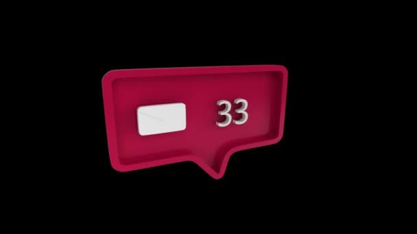 Digital Animation Message Icon Increasing Count Red Message Bubble Background — Stock Video