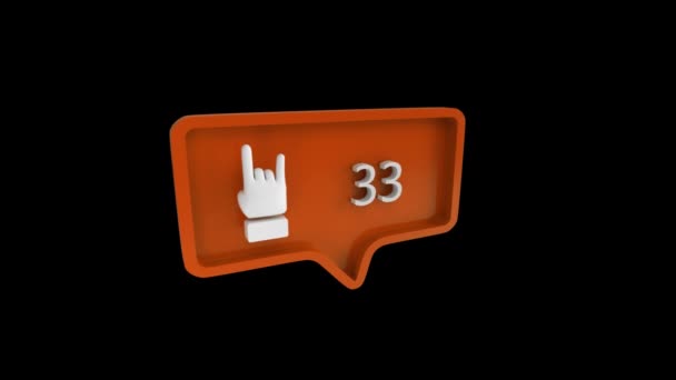 Digital Animering Rock Ikon Med Ökande Antal Orange Meddelandebubbla Bakgrunden — Stockvideo