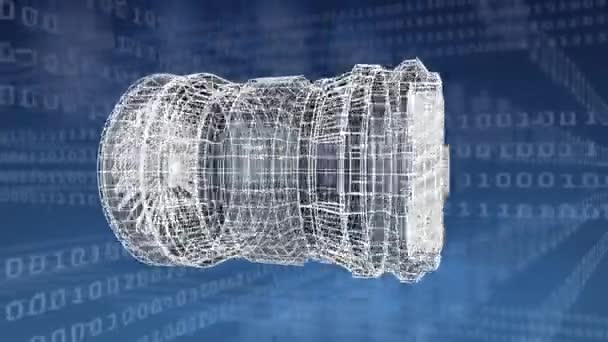 Digitale Animatie Van Een Model Van Een Vliegtuig Turbine Achtergrond — Stockvideo