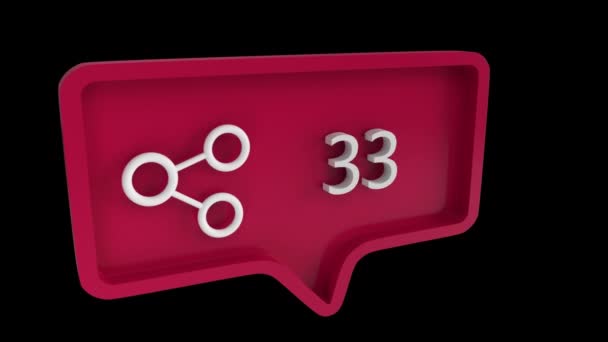 Digital Animation Connect Icon Increasing Count Red Message Bubble Background — Stock Video