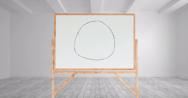 Digital Animation Drawing Globe White Board Wooden Frame White Room — Stock Video