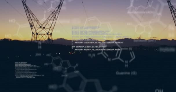 Digitální Animace Chemických Struktur Programových Kódů Zobrazených Obrazovce Pozadí Znázorňuje — Stock video