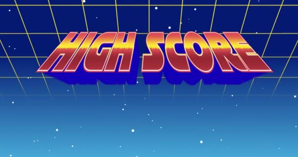 Animação Digital Sinal High Score Ampliando Tela Enquanto Fundo Mostra — Vídeo de Stock