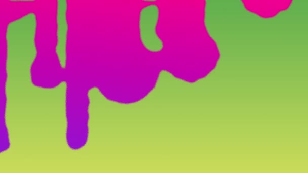 Animation Gradient Pink Purple Paint Dripping Single Splat Pale Green — Stock Video