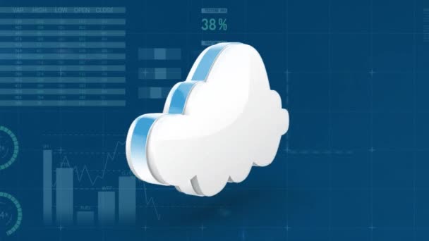 Animação Nuvem Branca Giratória Frente Fundo Azul Movimento Gráficos Gráficos — Vídeo de Stock