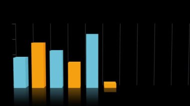 Siyah arka plan üzerinde mavi ve sarı grafiklerin animasyonu