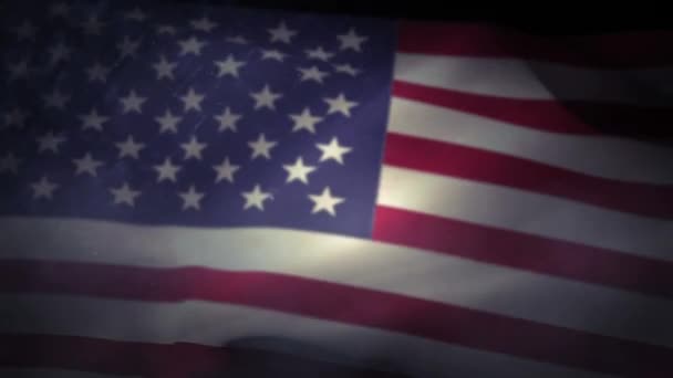 Animation Words End Displayed American Flag Flapping Wind — Stock Video