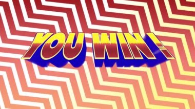 Bir arcade tema metin kazanmak bir dijital animasyon. Arka plan parlayan zikzak çizgilerile kırmızı