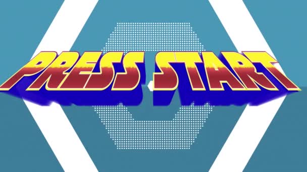 Digital Animation Press Start Text Arcade Theme Background Has Glowing — Stock Video