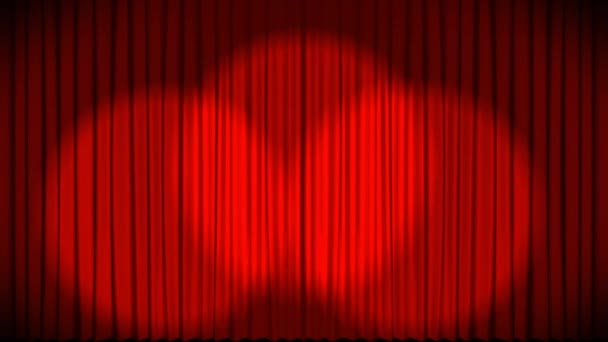 结束标志的数字动画 背景是一对带聚光灯的剧院舞台窗帘 — 图库视频影像