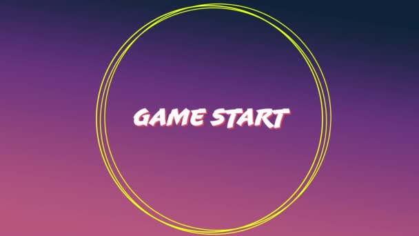 Digital Animation Game Start Sign Arcade Game Background Has Circles — Stock Video