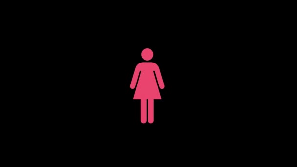 Animação Digital Símbolo Feminino Fundo Preto — Vídeo de Stock