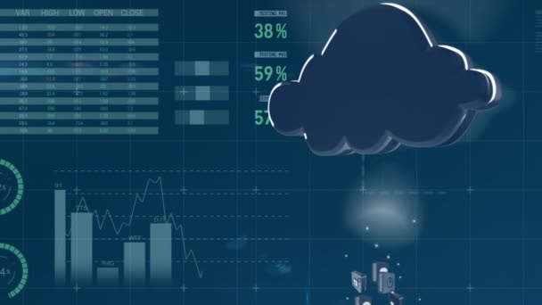 Animação Digital Gráficos Estatísticas Movendo Para Esquerda Primeiro Plano Uma — Vídeo de Stock