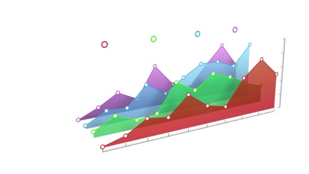 Digital Animering Linjediagram Med Olika Färger Bakgrunden Vit — Stockvideo