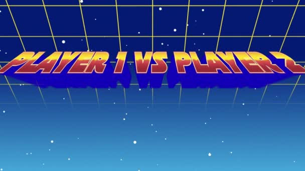 Animación Digital Del Jugador Jugador Juego Arcade Fondo Azul Con — Vídeos de Stock