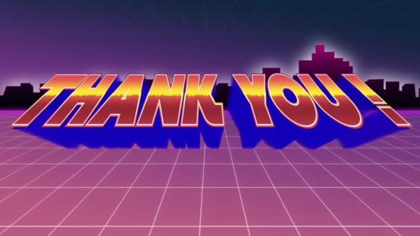 Digitale Animation Eines Dankeschön Textes Für Ein Arcade Spiel Hintergrund — Stockvideo