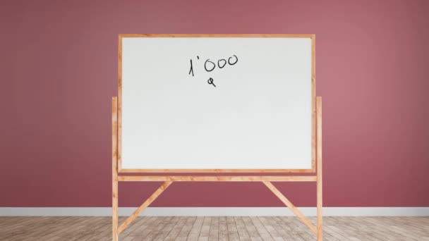 Digital Animation Manually Adding Numbers White Board White Board Empty — Stock Video