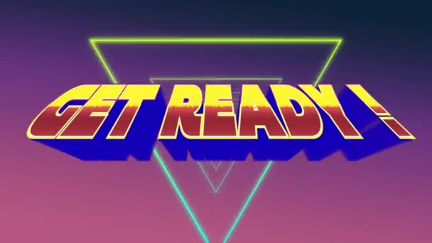 Digitale Animation Einer Get Ready Nachricht Aus Einem Arcade Spiel — Stockvideo