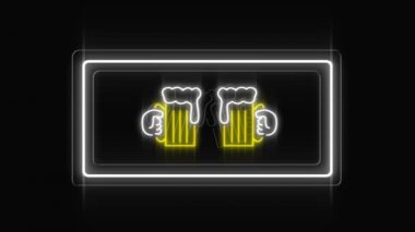Led ışık bira tabela dijital animasyon. Görüntülerde iki bira bardağının tost uyguluyor..