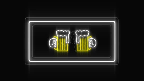 Animazione Digitale Led Light Beer Signage Immagini Mostrano Due Bicchieri — Video Stock