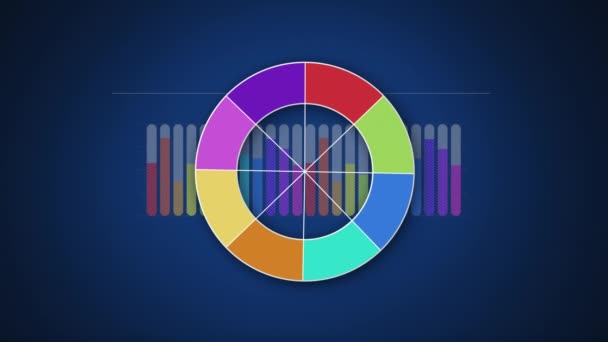 Animación Digital Una Rueda Con Diferentes Colores Ocupando Forma Fondo — Vídeo de stock