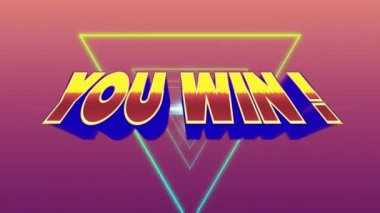 Bir arcade oyunu mesaj kazanmak bir dijital animasyon. Arka planda parlayan üçgenler ters